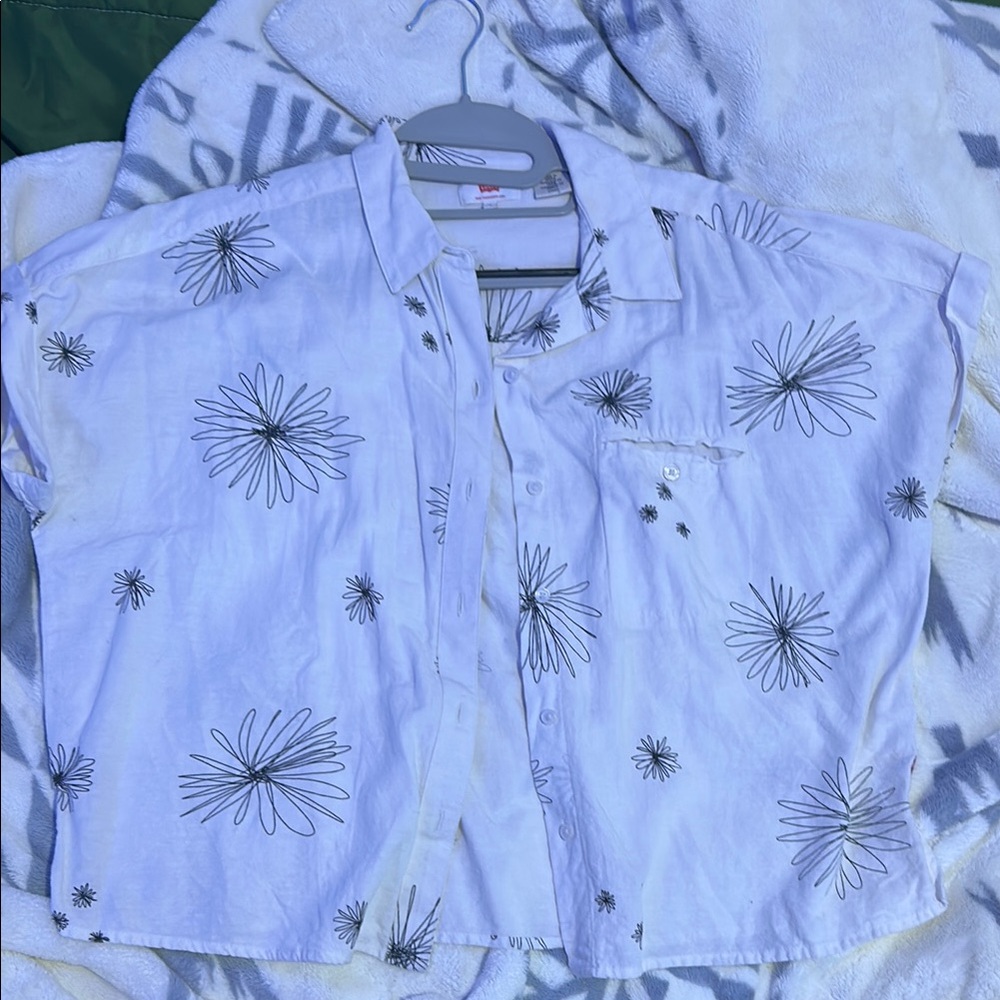 White Floral Button-Up Shirt